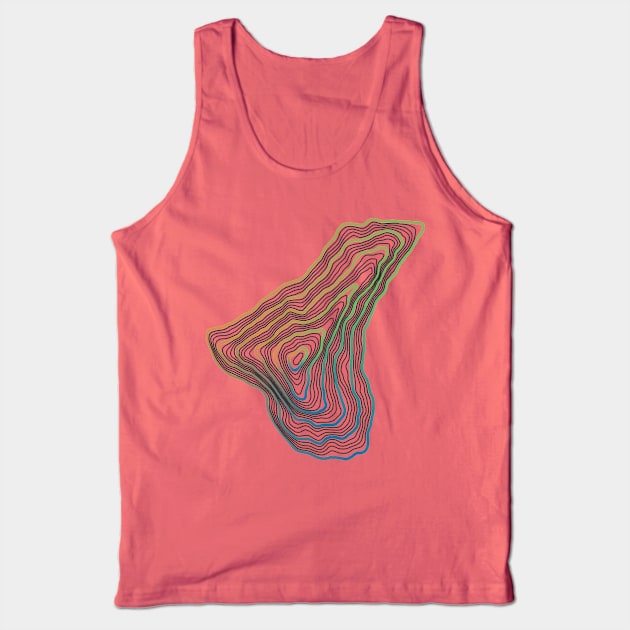 Contour Map of Mount Everest Orange, Blue and Green Tank Top by MapCarton